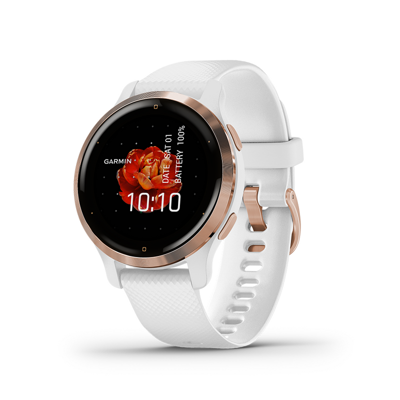 Garmin Venu 2S Rose Gold Bezel with White Case and Silicone Band