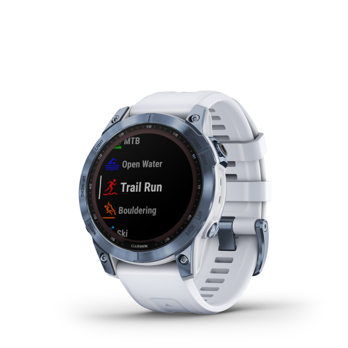 Garmin fenix 7 Power Sapphire - Mineral Blue Ti w/Whitestone Band