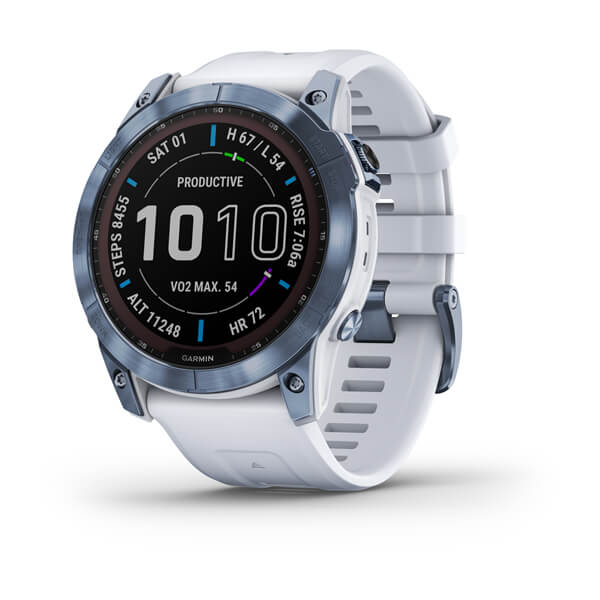 Garmin fenix 7 Power Sapphire - Mineral Blue Ti w/Whitestone Band