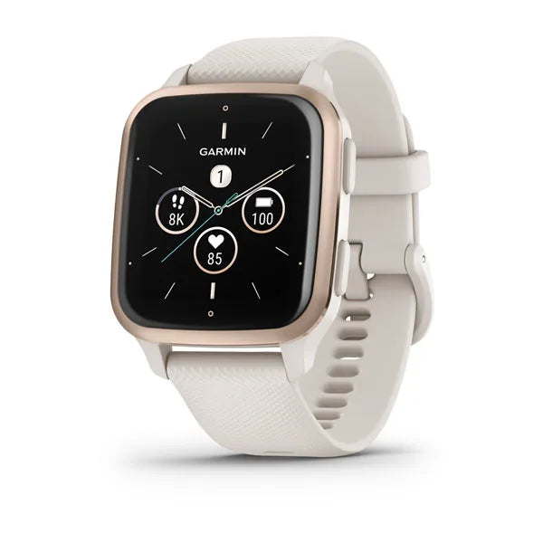 Garmin Venu Sq 2 - Cream Gold Bezel with White Case and Silicone Band