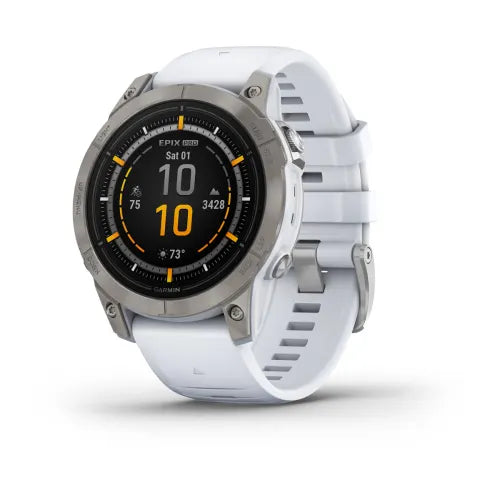 Garmin epix Pro (Gen 2) 47mm Sapphire Edition - Titanium with whitestone silicone band