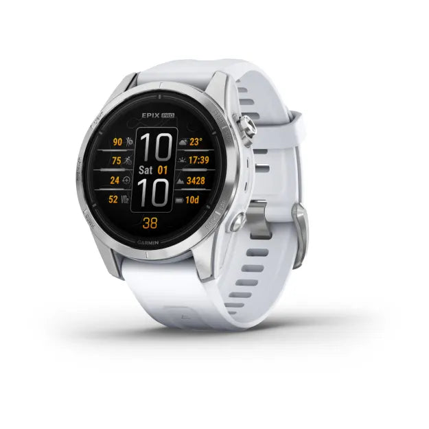 Garmin epix Pro (Gen 2) 42 mm  - Silver Stainless Steel with whitestone silicone band