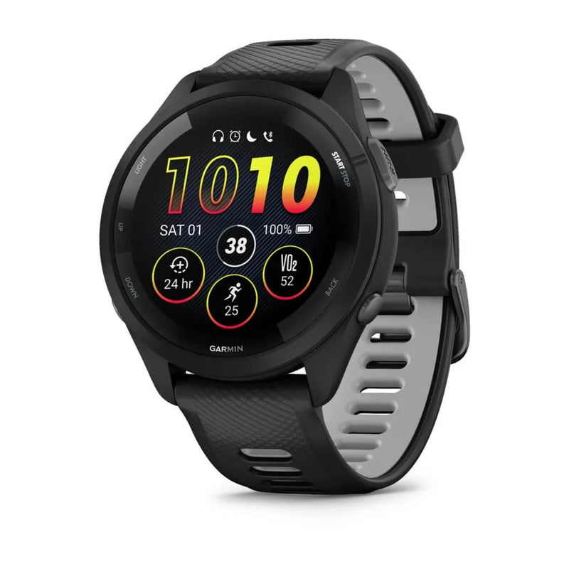 Garmin Forerunner® 265, Black Bezel and Case with Black/Powder Gray Silicone Band